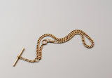 Antique 12K Solid Gold Curb Link Watch Chain Choker Necklace, Gift for Her