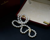 Classic Mikimoto Akoya Pearl Single Strand Necklace, 7.5mm-8mm, Hand Knotted, 18K Yellow Gold Pearl Clasp, 24 Inches, Gift for Her