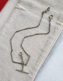 Antique 18K White Gold Ornate Long Link Watch Fob Chain Choker Necklace