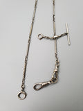 Antique 18K White Gold Ornate Long Link Watch Fob Chain Choker Necklace