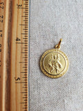 Vintage 18K Gold Saint Christopher Charm Pendant, Protection Talisman