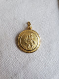 Vintage 18K Gold Saint Christopher Charm Pendant, Protection Talisman