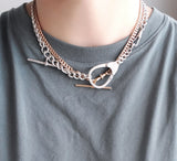 Antique English Birmingham 1919 Sterling Silver Curvy Curb Link Albert Watch Chain, 15.25 Inches
