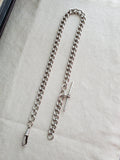 Antique English Birmingham 1919 Sterling Silver Curvy Curb Link Albert Watch Chain, 15.25 Inches