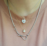 Retired Authentic Tiffany & Co Platinum Diamond Heart Lock Charm Pendant Necklace, Gift for Her