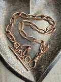 Antique 10K Solid Rose Gold Oval Curvy Link Watch Chain Choker Necklace, 16.75", Gift for Her