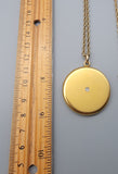 Antique 14K Solid Gold 0.12-0.13CT Old Cut Diamond Locket Necklace, Carter, Gough & Co, Monogram EFB, Gift for Her