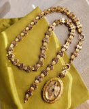 Antique Victorian Etruscan Revival Gold Filled Ornate Floral Link Book Chain Necklace, Collar Locket Chain, Statement Necklace, 20.5 Inches