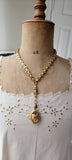 Antique Victorian Etruscan Revival Gold Filled Ornate Floral Link Book Chain Necklace, Collar Locket Chain, Statement Necklace, 20.5 Inches