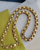 Antique Victorian Etruscan Revival Gold Filled Ornate Floral Link Book Chain Necklace, Collar Locket Chain, Statement Necklace, 20.5 Inches