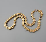 Antique Victorian Etruscan Revival Gold Filled Ornate Floral Link Book Chain Necklace, Collar Locket Chain, Statement Necklace, 20.5 Inches
