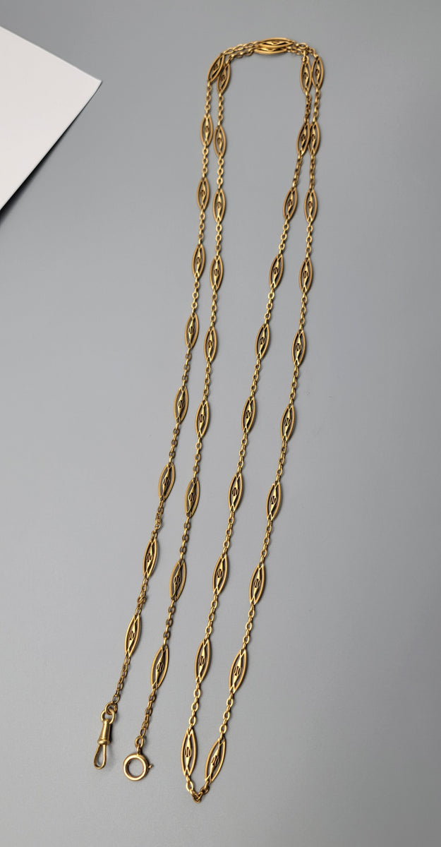 French Antique Filigree 38 Inch Link Chain