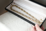 Antique Victorian Yellow Green Gold Filled Ornate Floral Link Book Chain Necklace, Collar Locket Chain, Statement Necklace, 19.5 Inches