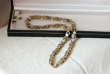 Antique Victorian Yellow Green Gold Filled Ornate Floral Link Book Chain Necklace, Collar Locket Chain, Statement Necklace, 19.5 Inches