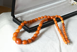 Antique Art Deco Baltic Butterscotch Egg Yolk Amber Bead Graduated Layering Necklace, 24 Inches, Gift for Her