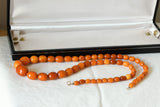 Antique Art Deco Baltic Butterscotch Egg Yolk Amber Bead Graduated Layering Necklace, 24 Inches, Gift for Her