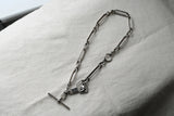Antique English Sterling Silver Long Short Paper Clip Trombone link Albert Pocket Watch Chain, 16 Inches, Choker Necklace