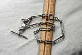 Antique English Sterling Silver Long Short Paper Clip Trombone link Albert Pocket Watch Chain, 16 Inches, Choker Necklace