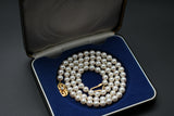 Classic Mikimoto Akoya Pearl Single Strand Necklace, Hand Knotted, 18K Yellow Gold Pearl Clasp, 22 Inches, Gift for Her