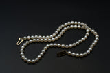 Classic Mikimoto Akoya Pearl Single Strand Necklace, Hand Knotted, 18K Yellow Gold Pearl Clasp, 22 Inches, Gift for Her