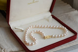 Classic Mikimoto Akoya Pearl Single Strand Necklace, 8mm-8.5mm, Hand Knotted, 18K Yellow Gold Pearl Clasp, 16 Inches