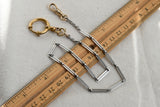 Antique Platinum Bar Link Watch Chain, 14K Swivel and Clasp, 14.75"-16" with Gold Filled Bolt Clasp, Watch Fob Locket Chain