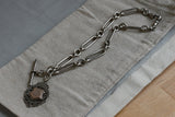 Antique English Sterling Silver Trombone link Watch Chain, Choker Necklace