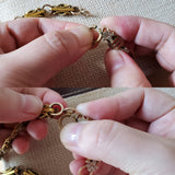 Antique Victorian Yellow Green Gold Filled Ornate Floral Link Book Chain Necklace, Collar Locket Chain, Statement Necklace, 19.5 Inches