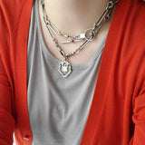 Antique English Sterling Silver Long Short Paper Clip Trombone link Albert Pocket Watch Chain, 16 Inches, Choker Necklace