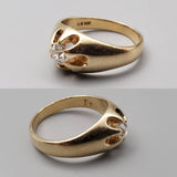 Antique 14K Yellow Gold Old European Cut Diamond Belcher Solitaire Ring, 0.45 CT, Size 8