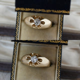 Antique 14K Yellow Gold Old European Cut Diamond Belcher Solitaire Ring, 0.45 CT, Size 8