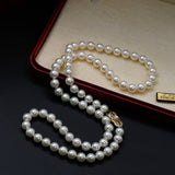 Classic Mikimoto Akoya Pearl Single Strand Necklace, 7.5mm-8mm, Hand Knotted, 18K Yellow Gold Pearl Clasp, 24 Inches, Gift for Her