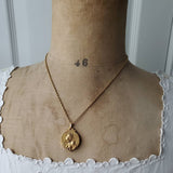 Antique French Art Nouveau 18K Gold Rose Cut Diamond Repousse Lady Maiden Slide Locket Necklace, Gift for Her