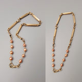 Redesigned Antique Ornate Bar Link Gold Filled Watch Chain Necklace, Locket Chain, Choker, Upcycled Jewelry, 17.5 Inches