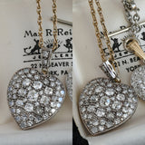 Layaway Two-Antique Victorian 18K Silver Pavé Set Old Cut Diamond Heart Charm Pendant, 4-4.5 CTW, Gift for Her
