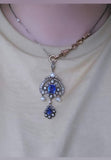 Antique Victorian French 18K Gold Silver GIA Certified No Heat Sri Lanka Ceylon Sapphire Old Cut Diamond Pearl Pendant
