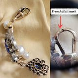 Antique Victorian French 18K Gold Silver GIA Certified No Heat Sri Lanka Ceylon Sapphire Old Cut Diamond Pearl Pendant