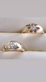 Antique 14K Yellow Gold Old European Cut Diamond Belcher Solitaire Ring, 0.45 CT, Size 8