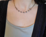 Antique 14K White Gold Bar Link Watch Fob Chain Choker Necklace, Locket Chain, Freshwater Pearl Extension Collector, 16.75"