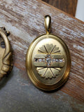 Large Antique Victorian English 15K 15CT Solid Gold Old Cut Diamond  Oval Locket, 0.50 CTW, Circa 1880s