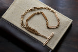 Antique Solid 10K Gold Ornate Link Watch Chain, 16 Inches, Watch Fob Locket Chain, Statement Necklace