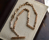 Antique Solid 10K Gold Ornate Link Watch Chain, 16 Inches, Watch Fob Locket Chain, Statement Necklace