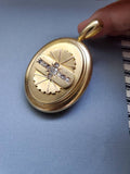 Large Antique Victorian English 15K 15CT Solid Gold Old Cut Diamond  Oval Locket, 0.50 CTW, Circa 1880s