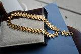 Antique Victorian 15CT 15K Solid Yellow Gold Book Chain, Collar Locket Chain, Egyptian Revival Cleopatra Fringe Statement Necklace