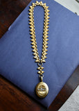 Antique Victorian 15CT 15K Solid Yellow Gold Book Chain, Collar Locket Chain, Egyptian Revival Cleopatra Fringe Statement Necklace