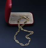 Antique French 18K Solid Gold Filigree Ornate Link Watch Chain Necklace, Choker Layering Chain, 16.5 Inches