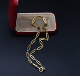 Antique French 18K Solid Gold Filigree Ornate Link Watch Chain Necklace, Choker Layering Chain, 16.5 Inches