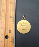 Antique French 18K Gold Devotional Virgin Mary Medal Pendant , Signed F. Vernon, Religious Protection Charm