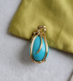 Retired Authentic Tiffany and Co 18k Jean Schlumberger Turquoise Egg Pendant , Gift for Her
