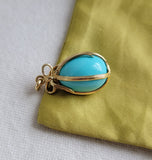 Retired Authentic Tiffany and Co 18k Jean Schlumberger Turquoise Egg Pendant , Gift for Her